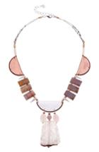 Women's Nakamol Design Brass, Agate & Quartz Collar Necklace