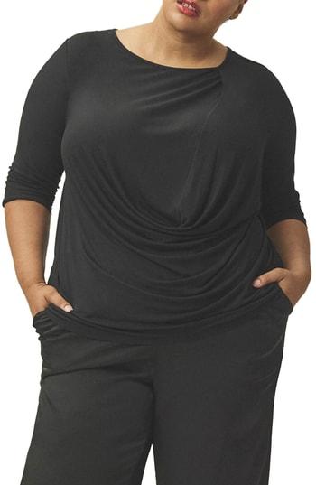 Women's Universal Standard Drape Jersey Top Xs (2-4) - Black
