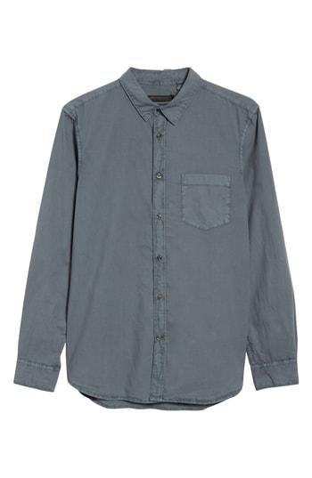Men's French Connection Overdyed Regular Fit Poplin Sport Shirt - Blue