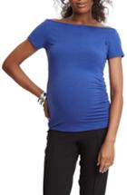 Women's Stowaway Collection Off The Shoulder Maternity/nursing Top - Blue