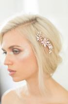 Camilla Christine Large Crystal Flower Comb, Size - Pink
