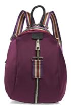 Sondra Roberts Satin Nylon & Webbing Convertible Backpack - Purple