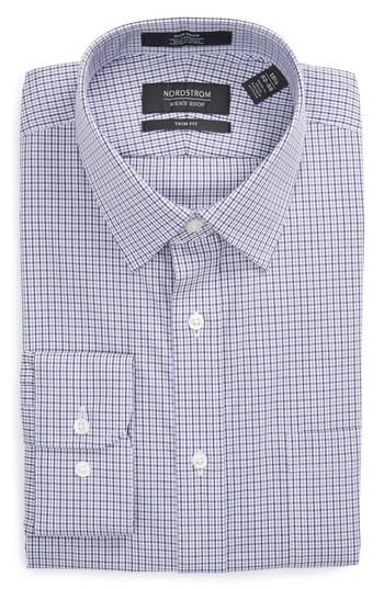 Men's Nordstrom Men's Shop Trim Fit Non-iron Check Dress Shirt 32/33 - Purple