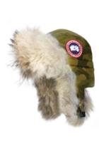 Women's Canada Goose Aviator Hat With Genuine Coyote Fur Trim /x-large - Green