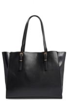 Street Level Faux Leather Buckle Tote - Black