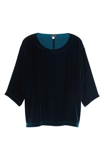 Women's Eileen Fisher Boxy Velvet Top - Blue
