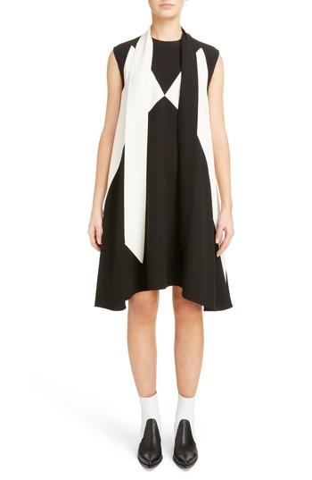 Women's Givenchy Bicolor Satin-back Crepe Scarf Collar Dress Us / 34 Fr - Black