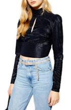 Women's Topshop Foil Tie Back Blouse Us (fits Like 0) - Blue