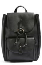 Topshop Bailey Ring Faux Leather Backpack - Black