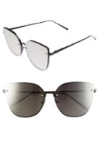 Women's Quay Australia Lexi 58mm Cat Eye Aviator Sunglasses - Black / Silver Mirror