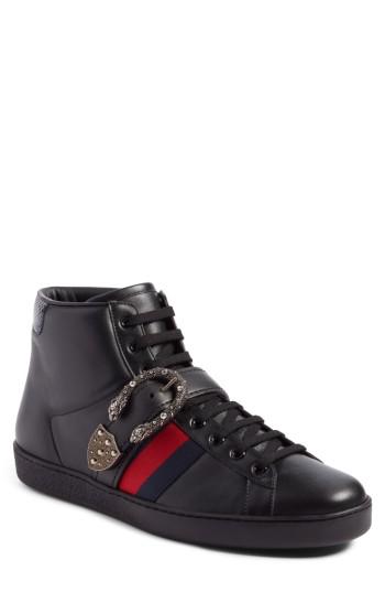 Men's Gucci New Ace Dionysus Buckle High Top Sneaker