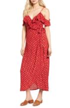 Women's Band Of Gypsies Foulard Cold Shoulder Dress - Red