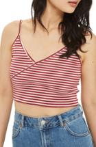 Women's Topshop Kaia Stripe Crop Camisole Us (fits Like 0) - Red
