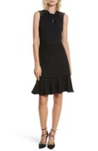 Women's Rebecca Taylor Lace Back Crepe & Tweed Dress - Black