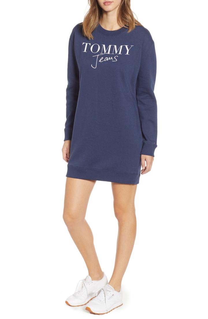 Women's Tommy Jeans Tjw Logo Sweatshirt Dress - Black