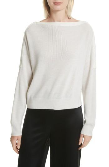 Women's Alexander Wang Snap Detail Merino Wool Blend Sweater - Ivory