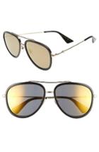 Women's Gucci 57mm Aviator Sunglasses - Black/ Gold