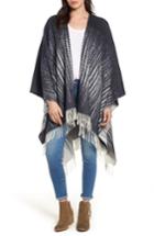 Women's Frye Feather Print Wool Wrap, Size - Blue