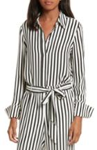 Women's Frame Ruffle Shoulder Silk Shirt - Black