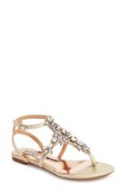 Women's Badgley Mischka 'cara' Crystal Embellished Flat Sandal .5 M - Metallic