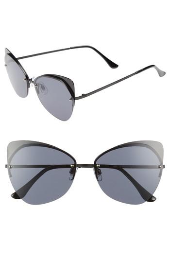 Women's Bp. 59mm Rimless Cat Eye Sunglasses - Black/ Black