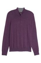 Men's Thomas Dean Merino Wool Blend Quarter Zip Sweater, Size - Purple