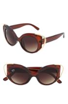 Women's Nem Audrey 50mm Cutout Cat Eye Sunglasses - Clear Amber W Grey Gradient