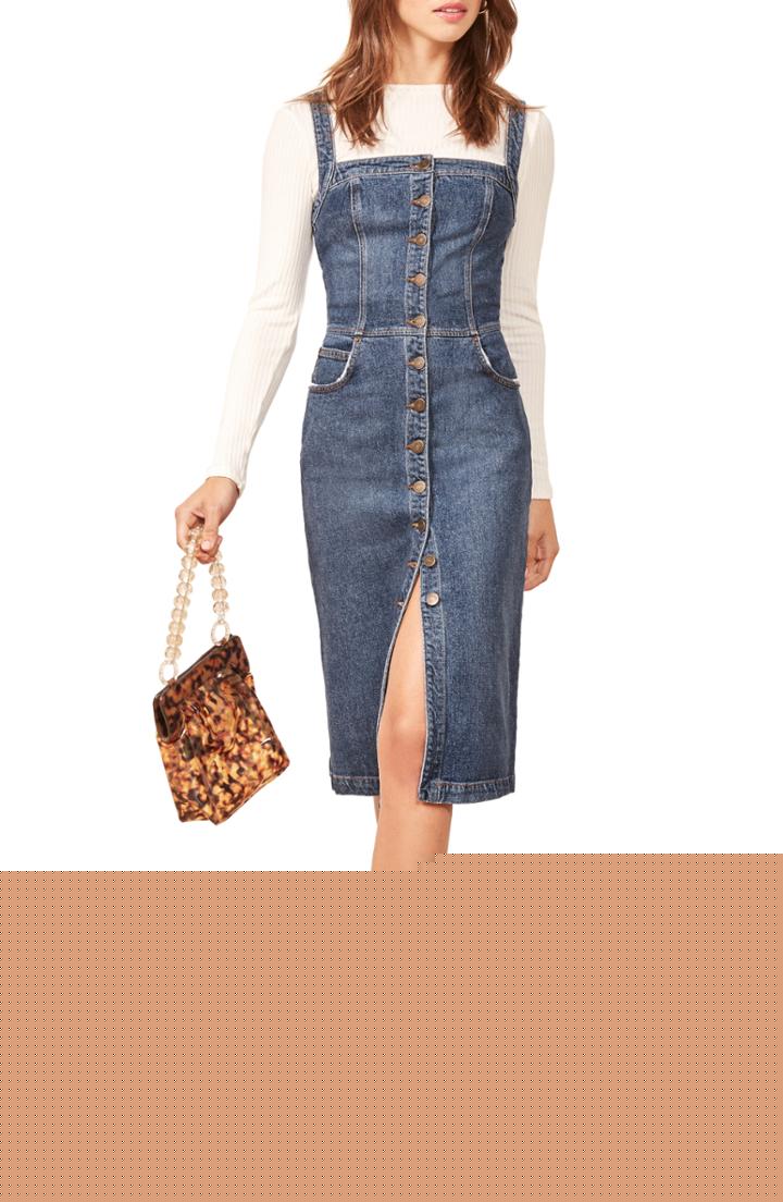 Women's Ulla Johnson Lyna Polka Dot Denim Dress