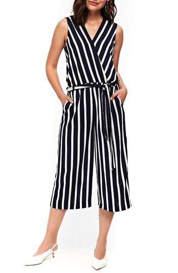 Women's Wallis Palazzo Stripe Jumpsuit Us / 10 Uk - Blue