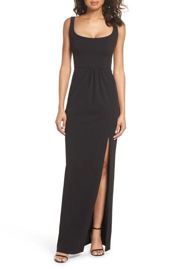 Women's Katie May Open Back Scoop Neck Gown - Black