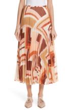 Women's Lafayette 148 New York Print Midi Skirt - Brown