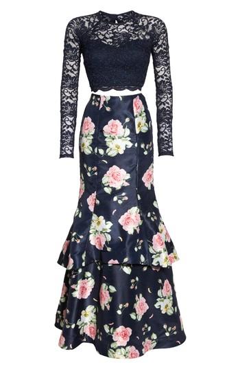 Women's Sequin Hearts Floral & Lace Two-piece Gown