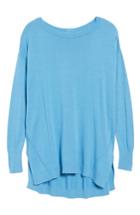 Petite Women's Caslon Zip Back High/low Tunic Sweater P - Blue