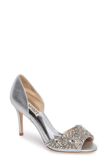 Women's Badgley Mischka Maria Embellished D'orsay Pump M - Metallic