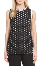 Women's Vince Camuto Knit Trim Dot Print Blouse - Black