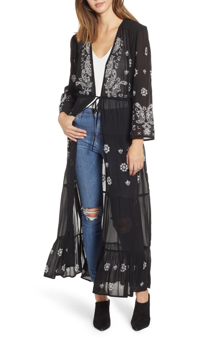 Women's New Friends Colony La Cienega Embroidered Kimono /small - Black