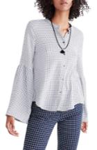 Women's Madewell Bell Sleeve Plaid Shirt, Size - White