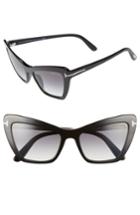 Women's Tom Ford Valesca 55mm Cat Eye Sunglasses - Shiny Black/ Gradient Smoke