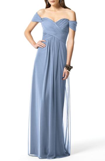 Women's Dessy Collection Ruched Chiffon Gown (similar To 14w) - Blue