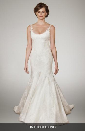 Women's Matthew Christopher Camber Chantilly Lace Trumpet Gown, Size In Store Only - White
