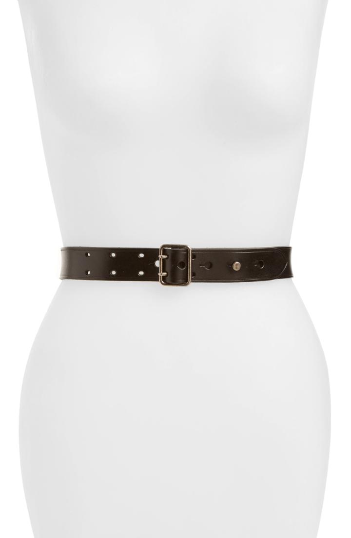 Women's Saint Laurent Fetiche Leather Belt 0 - Black