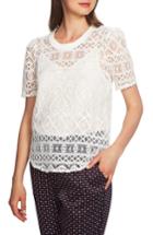 Women's 1.state Puff Sleeve Lace Overlay Top, Size - White