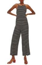 Women's Topshop Eva Stripe Jumpsuit Us (fits Like 0) - Black