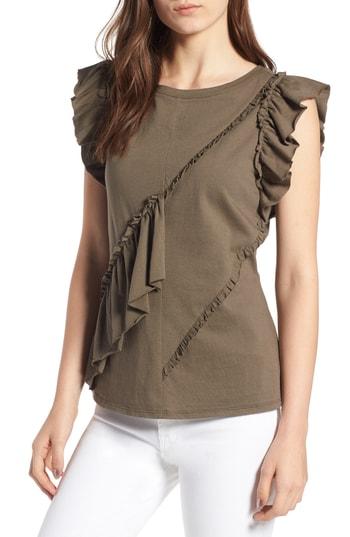 Women's Chelsea28 Asymmetrical Ruffle Top, Size - Green