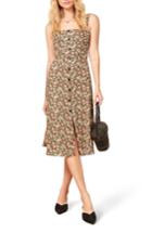 Women's Reformation Persimmon Floral Midi A-line Dress - Black