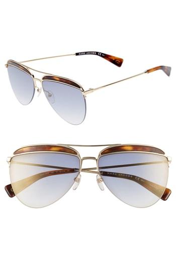 Women's Marc Jacobs 61mm Aviator Sunglasses - Dark Havana/ Gold
