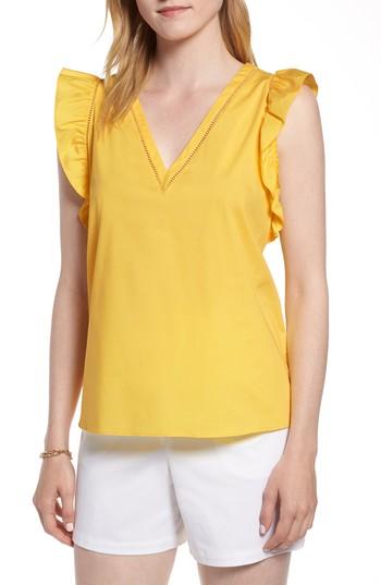 Women's 1901 Ruffle Cotton Poplin Blend Top - Yellow