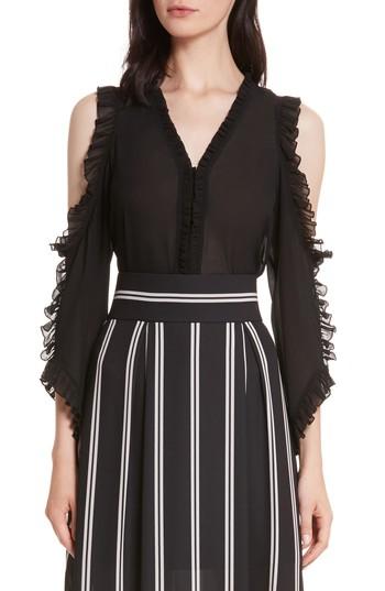 Women's Alice + Olivia Claudette Cold Shoulder Blouse - Black