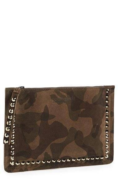 Pedro Garcia Studded Suede Wristlet Olive