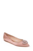 Women's Badgley Mischka 'davis' Crystal Embellished Pointy Toe Flat .5 M - Pink